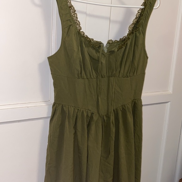 SHEIN MOD Small Women's Green Lace Edge Decor Waist Cinched Long Summer Dress - Picture 8 of 9